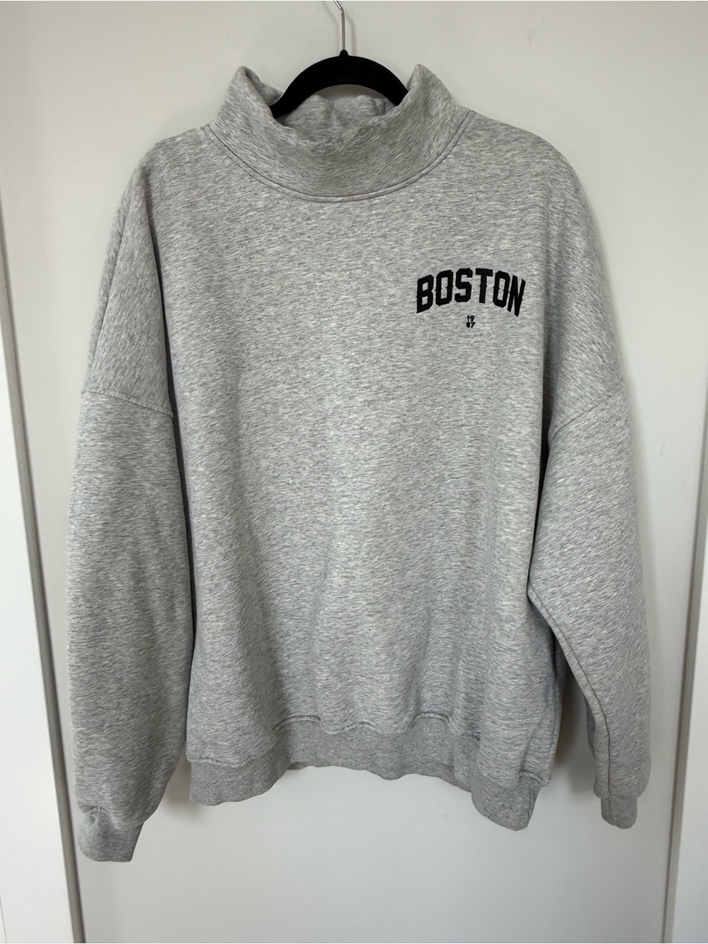 Heather Grey Boston Mock-Neck Sweatshirt